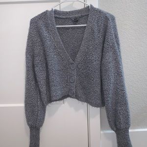 grey deep v neck - cropped sweater